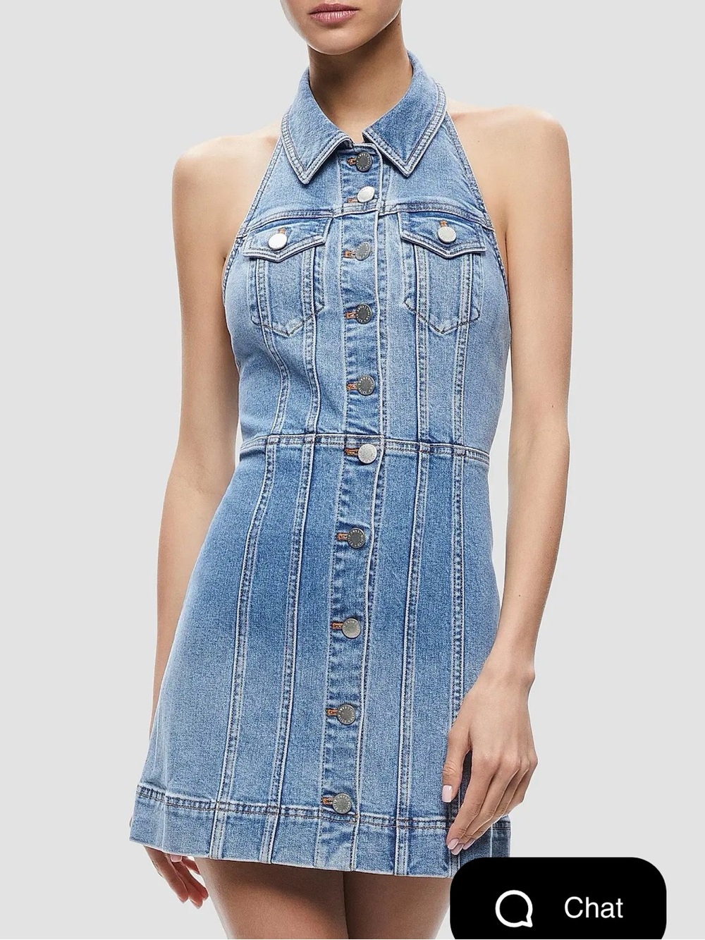 Alice + Olivia Kendall Denim Halter Minidress - Picture 3 of 9